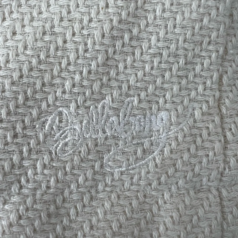 Billabong Women Medium Ivory LS Pea Coat Jacket Wool Blend Lined EmbroideredLogo